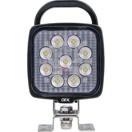 OEX Work Light with Handle & Switch - Square 9 LED. 12V/24V, CISPR25 rated