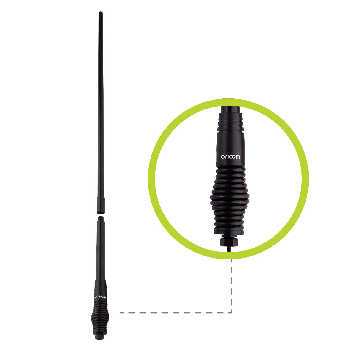 Oricom 2-in-1 All-Terrain UHF CB Antenna for low/high gain (3dbi/6.5dbi)