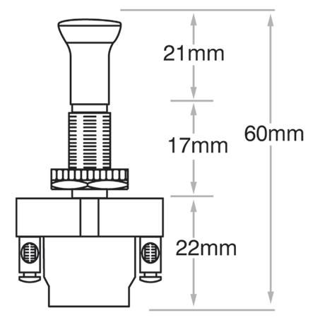 Push/Pull Switch Off/On SPST (Contacts Rated 16A @ 12V)