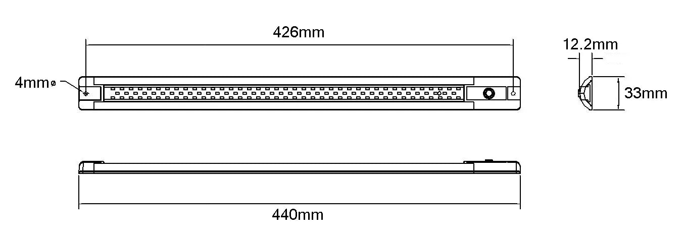 Roadvision LED Interior Strip Lamp 10-30V Amber/White with Switch 440mm IP67