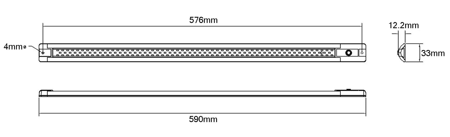 LED Interior Strip Lamp 10-30V Amber/White with Switch 590mm IP67