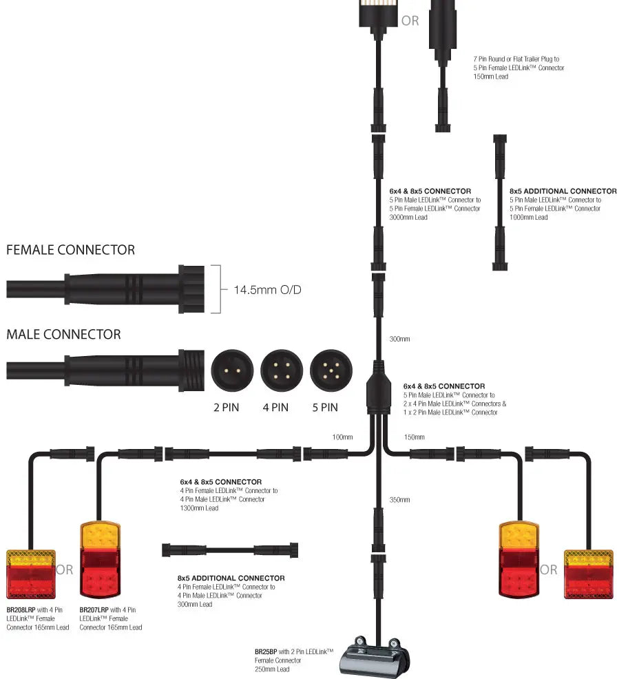 RoadVision LED Trailer Lamp Harness Kit 6x4 (BR207K6X4)