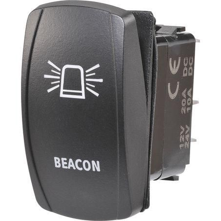 Sealed Rocker Switch Off/On SPDT 12V/24V Amber LED Illuminated Beacon Symbol (Contacts Rated 20A @ 12V)