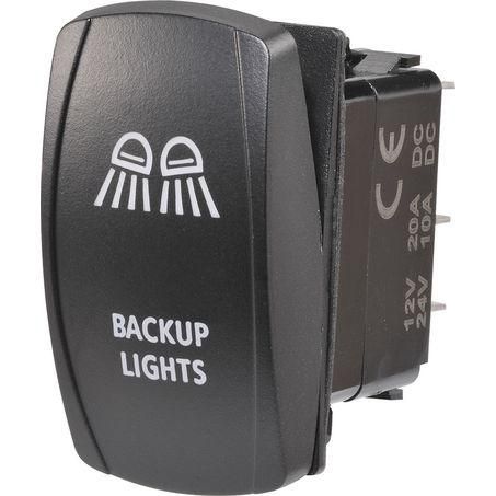 Sealed Rocker Switch Off/On SPDT 12V/24V Blue LED Illuminated Backup Lights Symbol (Contacts Rated 20A @ 12V)