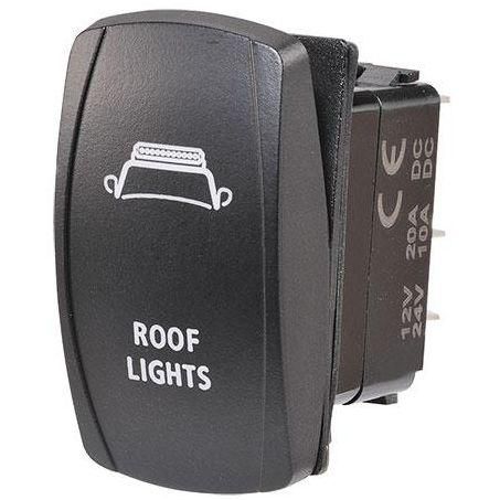 Sealed Rocker Switch Off/On SPDT 12V/24V Blue LED Illuminated Roof Lights Symbol (Contacts Rated 20A @ 12V)