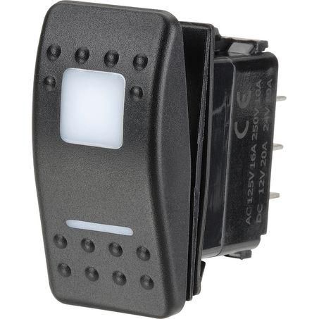 Sealed Rocker Switch On/Off/On DPDT 12/24V Red LED (Contacts Rated 20A @ 12V)