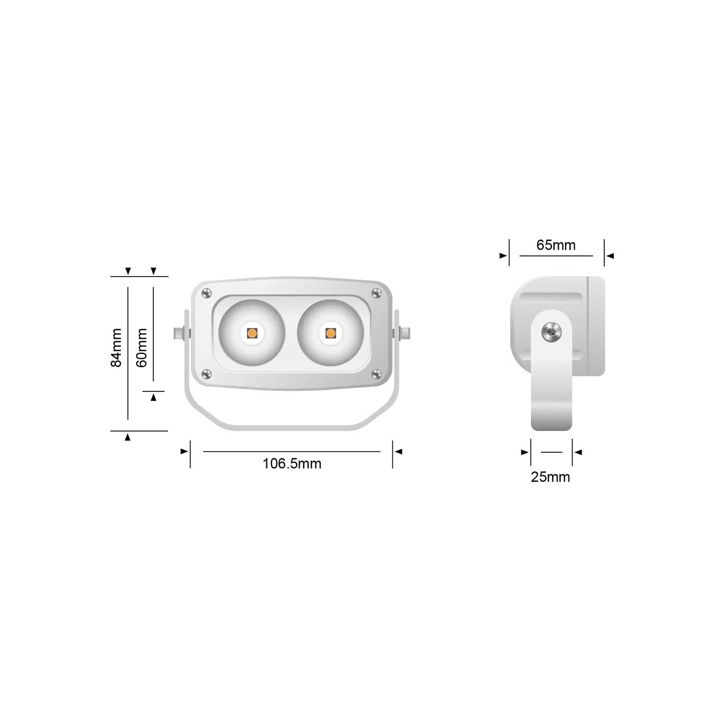 STEDI Marine White 20W Twin LED Flood Light
