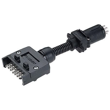 Trailer Adaptor 7 Pin Flat (Car) To 7 Pin Round Small (Trailer)