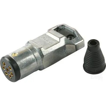 Utilux 7 Pin Round Small Trailer Plug – Metal (H40907) | Heavy-Duty