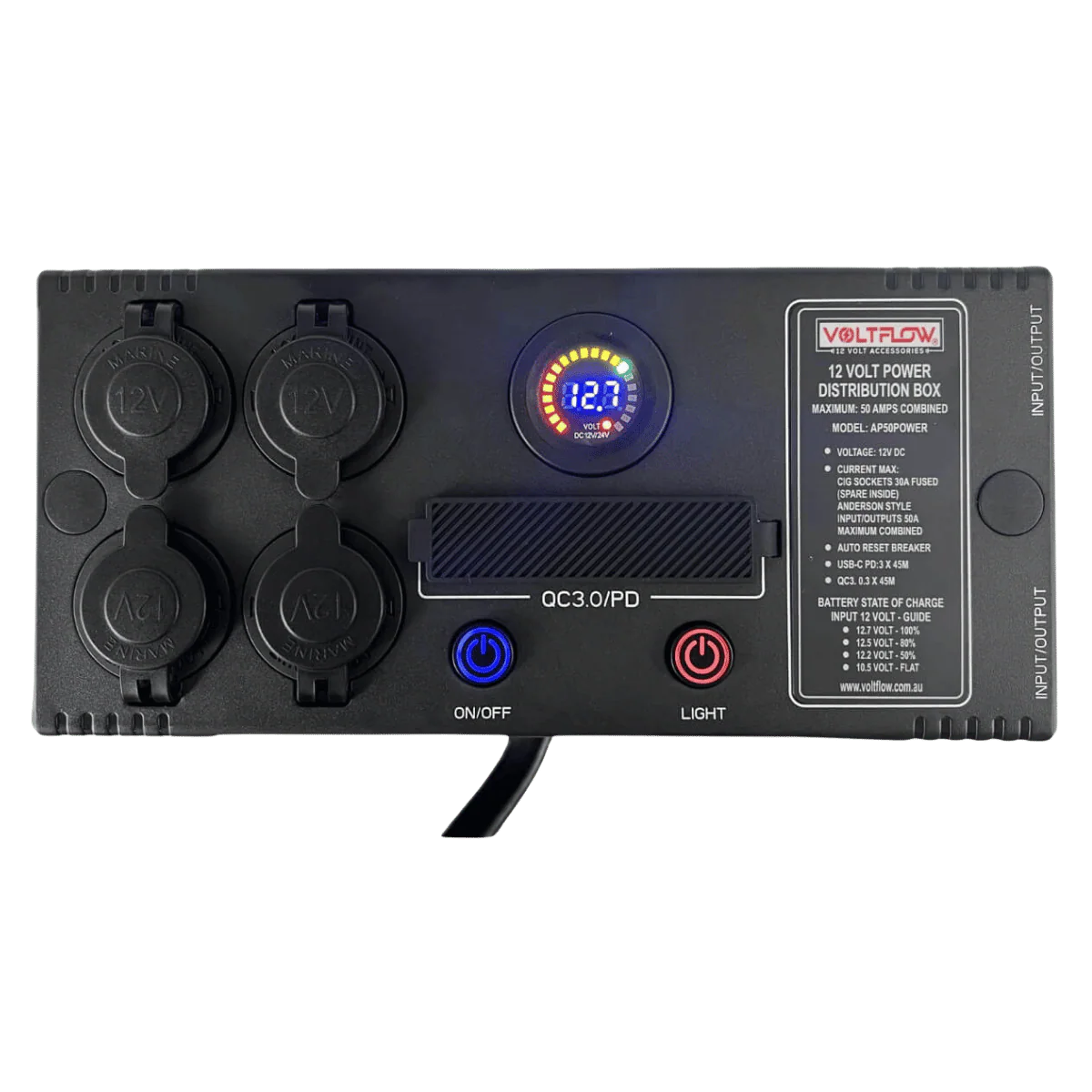 Voltflow Power Box 50A - Portable DC Power Distribution Hub