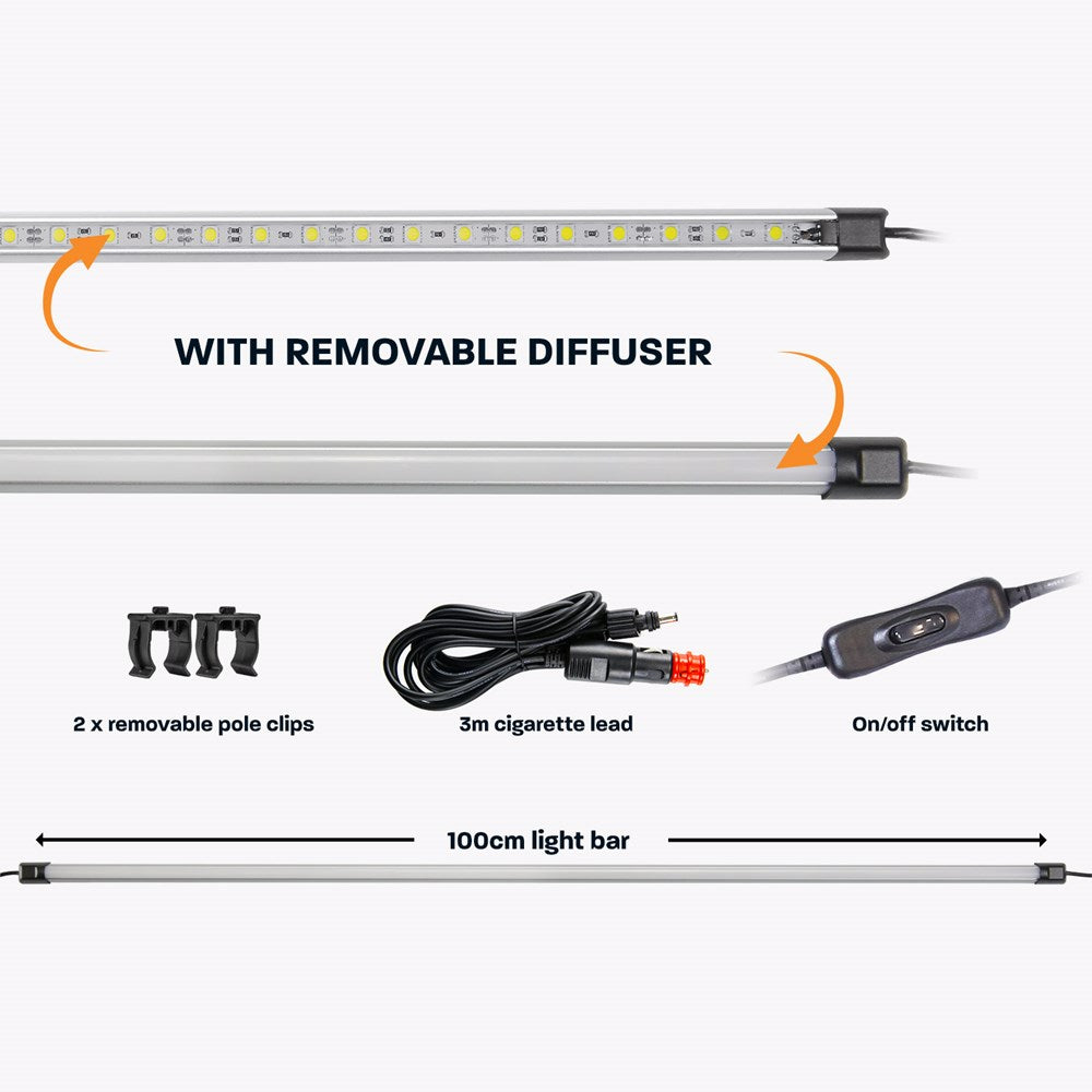 100cm (1m) White LED Light Bar Kit with Diffuser