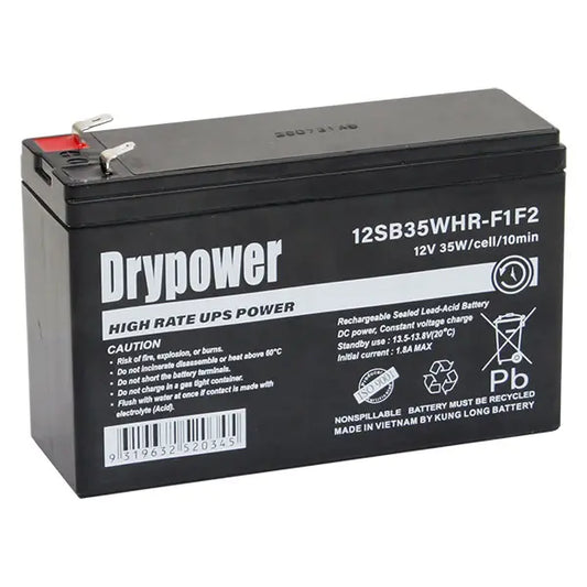 Drypower 12V 6.6Ah High‑Rate SLA Battery - UPS & Backup Power (F1/F2 Terminals)