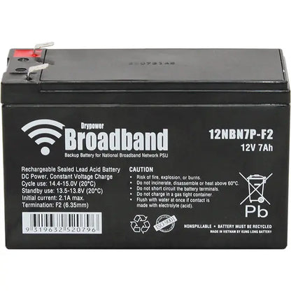 12V 7Ah Sealed Lead Acid Battery - Broadband/NBN Backup (12NBN7P‑F2)