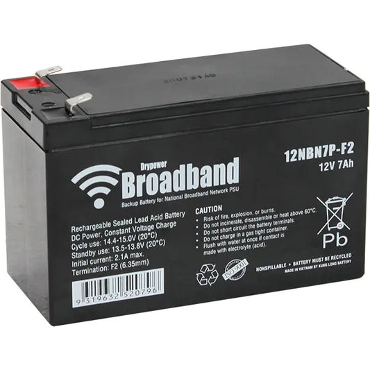 12V 7Ah Sealed Lead Acid Battery - Broadband/NBN Backup (12NBN7P‑F2)