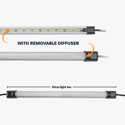 25cm White LED Light Bar with Diffuser