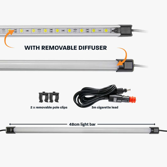 48cm White LED Light Bar Kit with Diffuser