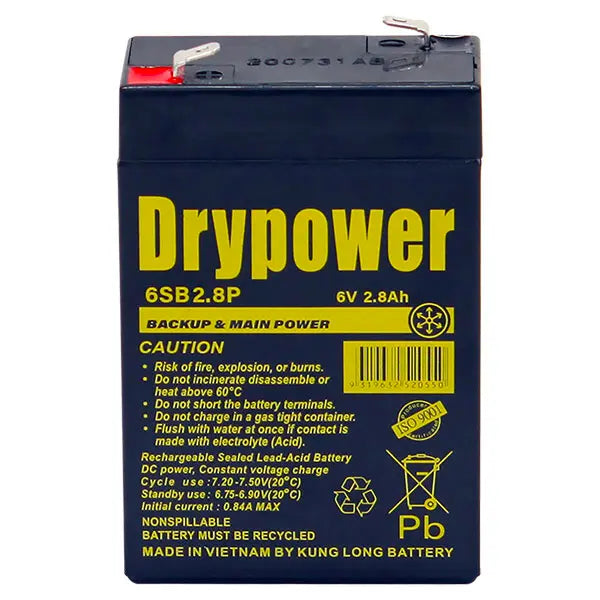 Drypower 6V 2.8Ah SLA Battery – Backup & Main Power