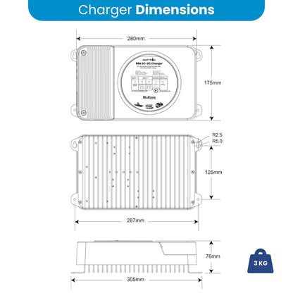 Amptron BluEdge 50A Smart DC-DC Charger 12V-48V Bi-Directional MPPT IP65