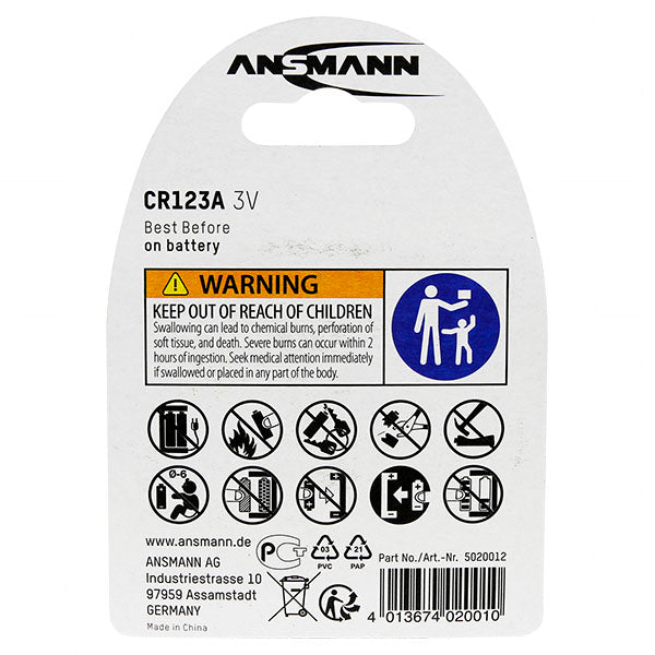 Lithium Battery 3V CR123A
