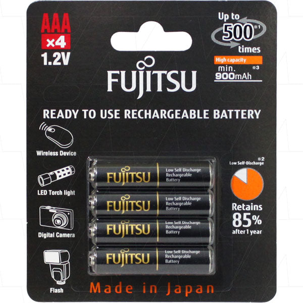 FUJITSU RECHARGEABLE BATTERY AAA 1.2V 900mAh HR-4UTHC(4B)