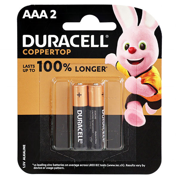 DURACELL ALKALINE BATTERY AAA 2 PACK MN2400B2