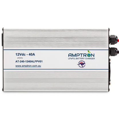 Amptron 12 V 40 A LiFePO₄ AC‑DC Battery Charger with Battery Wake‑Up