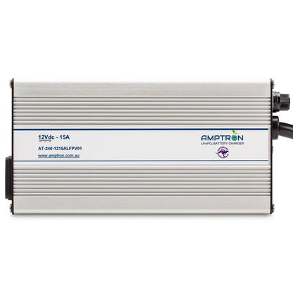 Amptron 12V 15A LiFePO₄ AC‑DC Battery Charger with Wake-Up Feature