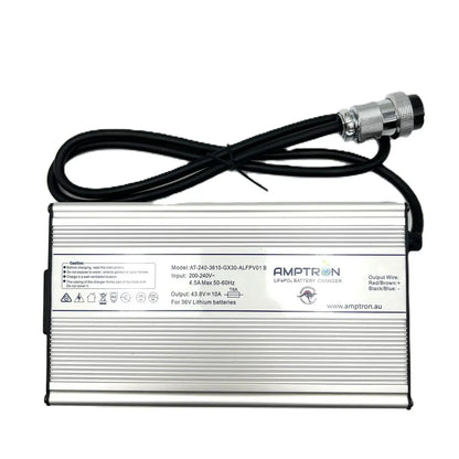 Amptron 36 V 10 A LiFePO₄ AC‑DC Battery Charger with Wake‑Up Feature