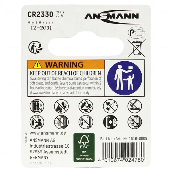 Ansmann CR2330 3V Lithium Coin Cell Battery