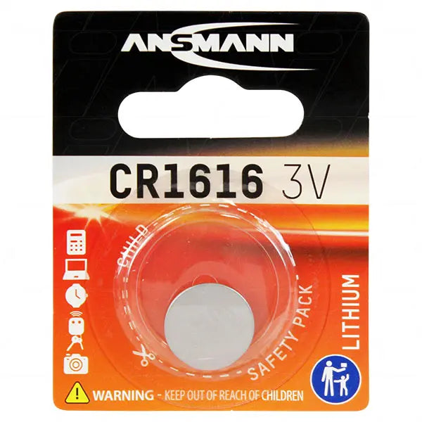 CR1616 Lithium Coin Cell Battery 3V - Single Pack