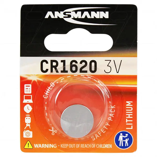 CR1620 Lithium Coin Cell Battery 3V - Single Pack