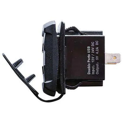 Drivetech 4x4 Dual USB Socket with Voltmeter 12/24V Panel Mount DT-11025