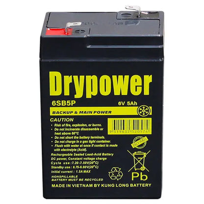 Drypower 6SB5P 6V 5Ah Sealed Lead Acid AGM Battery