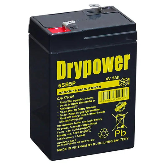 Drypower 6SB5P 6V 5Ah Sealed Lead Acid AGM Battery