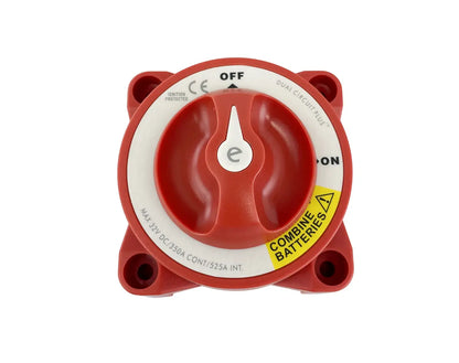 Dual‑Circuit Battery Isolator Switch – 3‑Position ON/OFF/COMBINE (12–32 V)