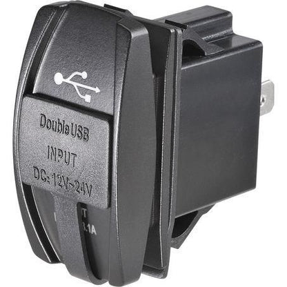 Dual USB Socket 12/24V Blue LED