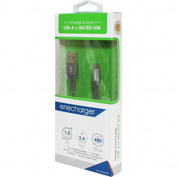 Enecharger USB-A to Micro USB Braided Fast Charging Cable - 1.2m