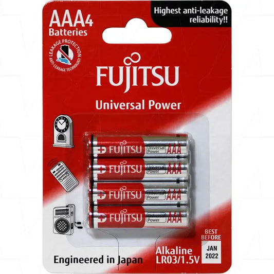 Fujitsu AAA Alkaline Batteries 4 Pack - LR03 1.5V