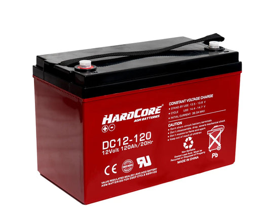 Hardcore DC12-120HC 12V 120Ah Deep Cycle AGM Battery