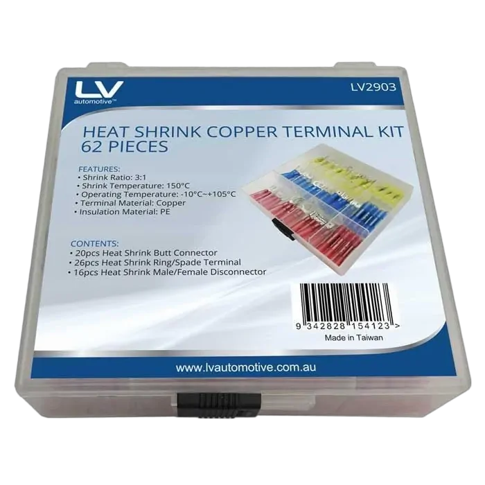 LV Heatshrink Terminal Kit – 62 Piece, 3:1 Shrink Ratio