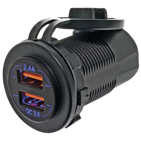 Hulk 4x4 Quick Charge QC3.0 Dual USB Socket - Panel-Mount (12/24V)