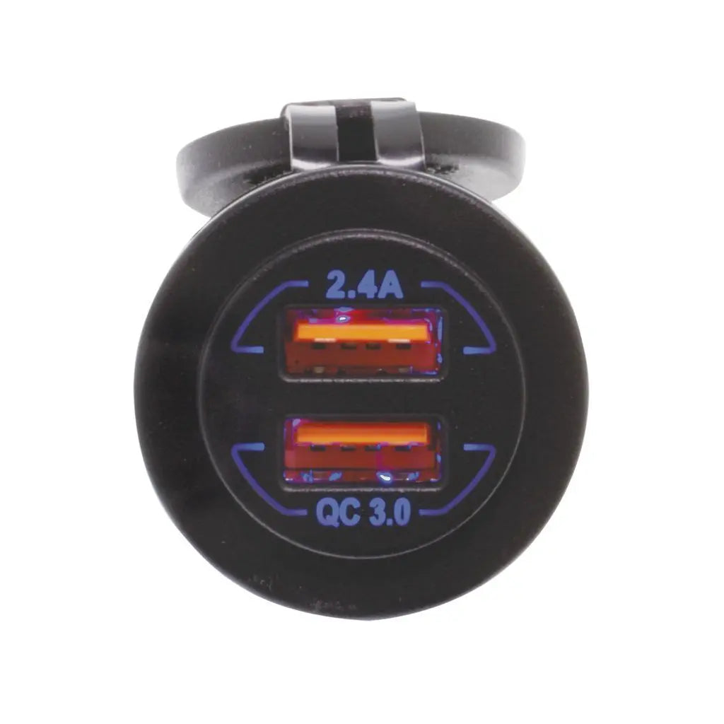 Hulk 4x4 Quick Charge QC3.0 Dual USB Socket - Panel-Mount (12/24V)