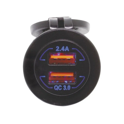 Hulk 4x4 Quick Charge QC3.0 Dual USB Socket - Panel-Mount (12/24V)