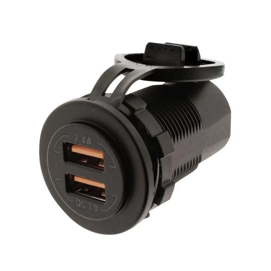 Hulk 4x4 Quick Charge QC3.0 Dual USB Socket – Panel-Mount (12/24V)