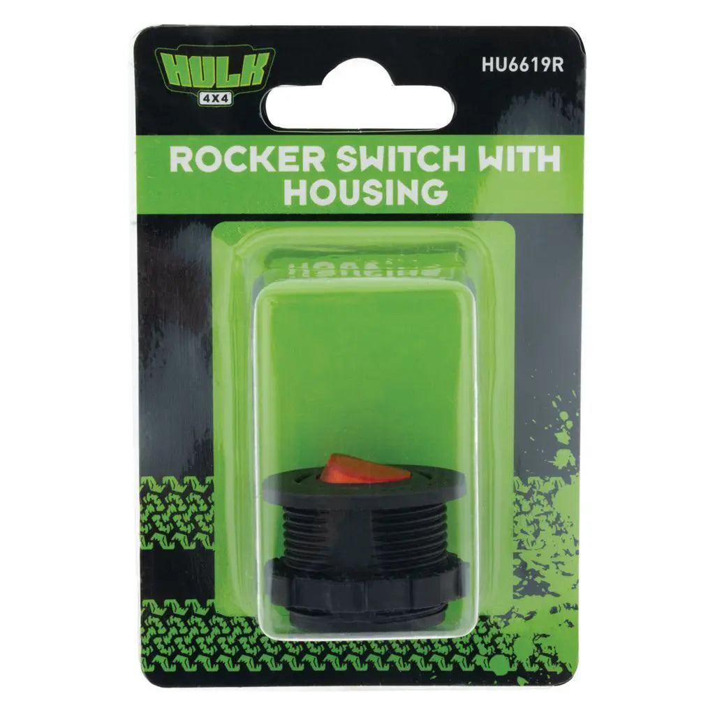 HULK 4x4 Red LED Rocker Switch 12V Flush & Surface Mount Housing HU6619R