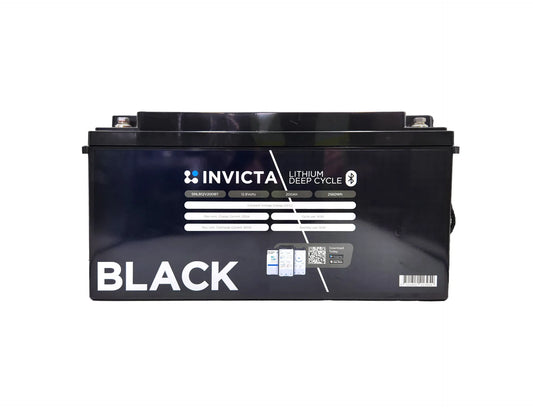 Invicta Black 12V 200Ah LiFePO4 Battery with Bluetooth - High-Performance Deep Cycle
