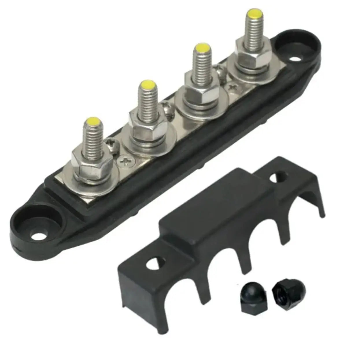 Jaylec 4 Point Busbar 8mm Posts 250A 12V Black BB4211B