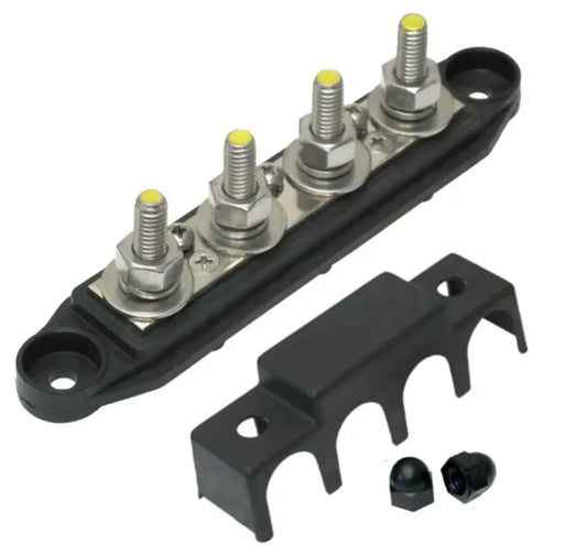 Jaylec 4 Point Busbar 8mm Posts 250A 12V Black BB4211B