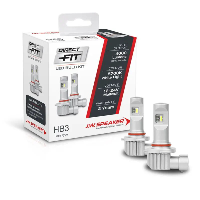 JW Speaker 999005 HB3 Direct Fit 12V/24V LED globe kit with two 5700K bulbs