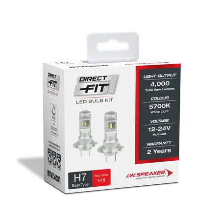 JW Speaker 999007 H7/H18 Direct Fit LED Bulb Kit 12/24V